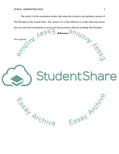 Public Administration, the Constitution