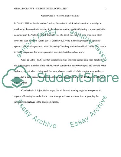 Gerald Graffs Hidden Intellectualism