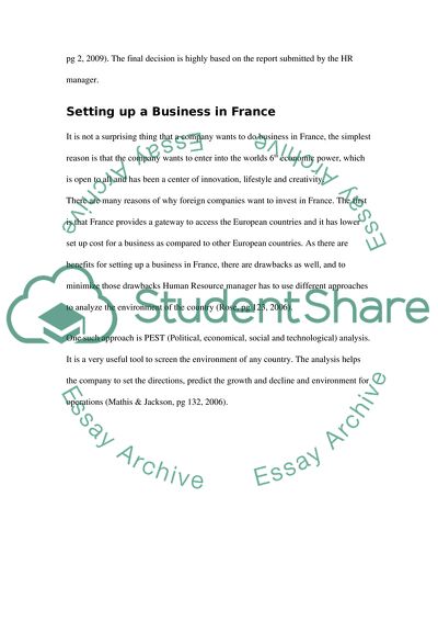 Human Resource Issues in Setting Up Projects in France