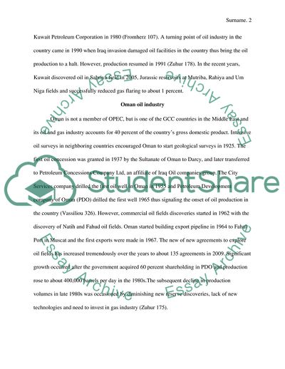 Comparison and Contrast of Oil Industry in GCC Countries