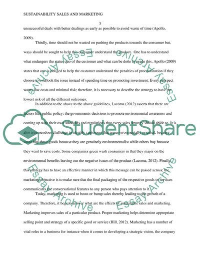 How does one apply sustainability sales and marketing What are the implications