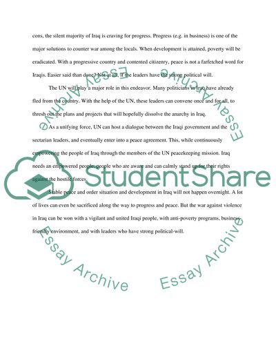 A chance for War-Torn Iraq