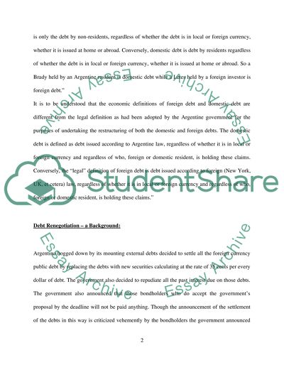 Argentinas Foreign Debt Restructuring