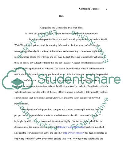 Comparing and Contrasting Web Sites in terms of Usability, Layout, Target Audience and Overall Representation