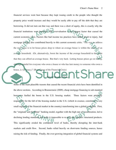 Roots and Causes of the Economic Crisis