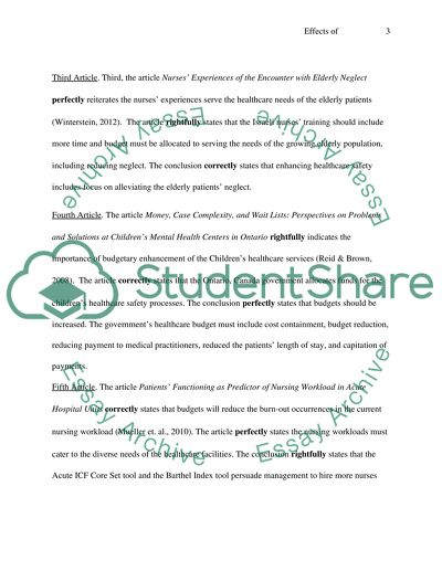 Effects of Budgeting on Patient Safety