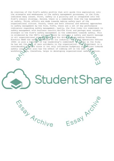 Effective Safety Culture and Safety Management: Schneider Electric North America Case Study