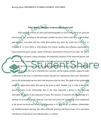 What makes a difference in bereavement and grief