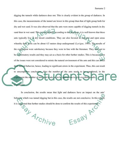 The Effects of Light and Darkness on Harvester Ants