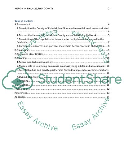 Community Nursing Practicum on Heroin in the County of Philadelphia PA