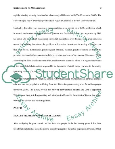 Health Care: Diabetes and its Management
