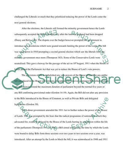 The Parliament Acts and Reforms to the House of Lords