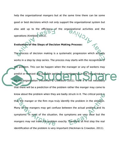 Evaluate the Decision Making Process