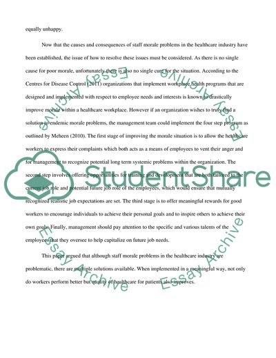 Healthcare Management - Staff Morale Problems