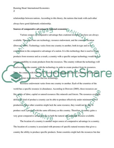Concept of Comparative Advantage and the Principle Theories of Trade