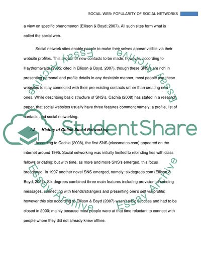 THE SOCIAL WEB: POPULARITY OF SOCIAL NETWORKS