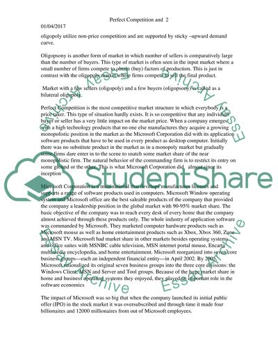 Perfect competition and monopoly power