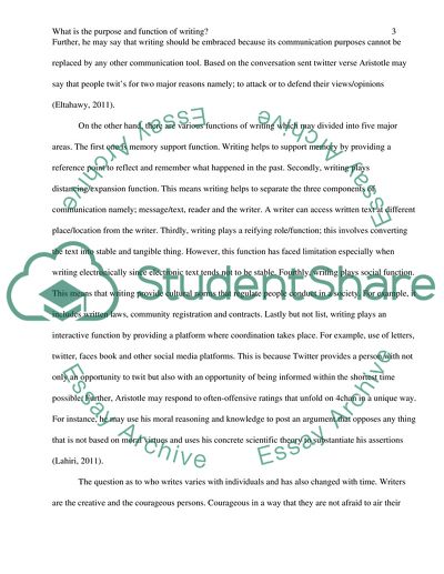 The Purpose and Function of Writing