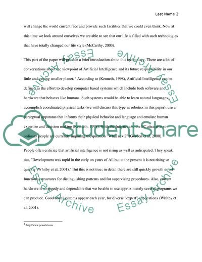 Artificial Intelligence in the Near Future