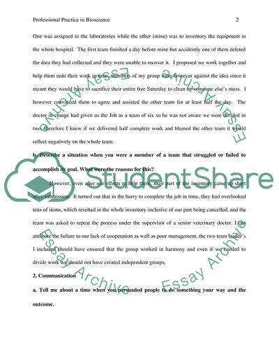 Professional Practice in Bioscience