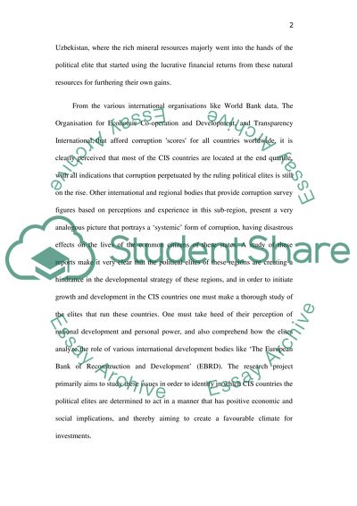 ELITES AND DEVELOPMENT IN CIS COUNTRIES