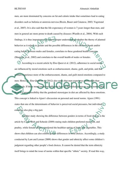Relationship That Exists between Individuals and Various Eating Habits