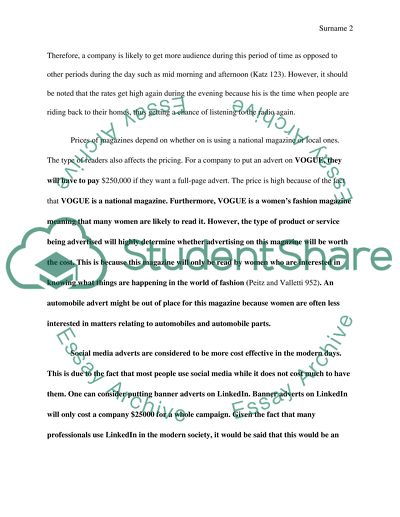 The Profitability of Advertising on Media