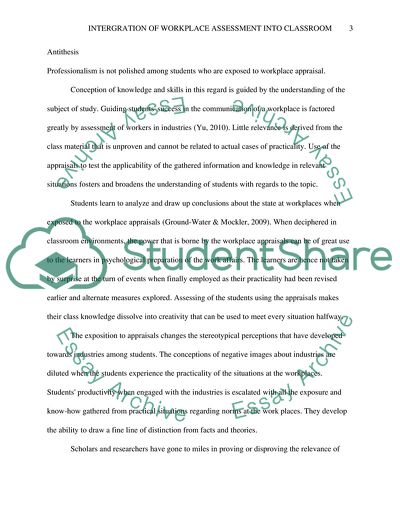 Integration of Workplace Assessment into Classroom