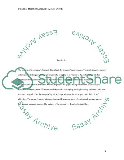Financial Statement Analysis: Alcatel-Lucent