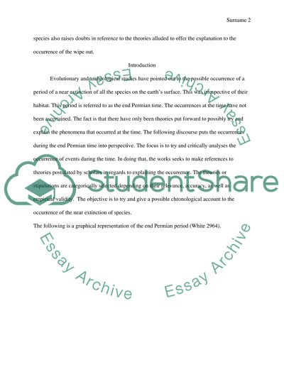 Mass Extinctions in the fossil record during End Permian