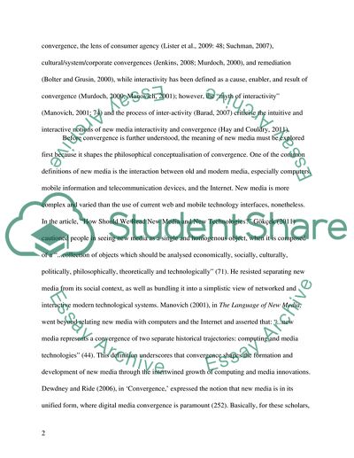 Convergence and Interactivity in New Media Studies