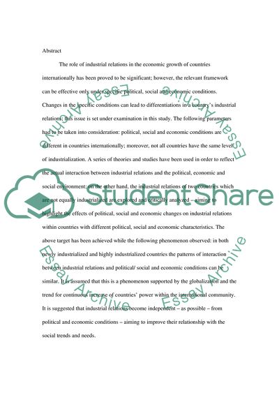 Impacts of Social, Political and Economic Changes on Industrial Relations Practices