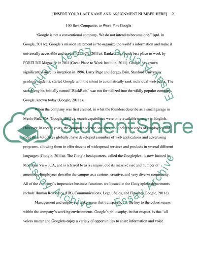 Human Resources Assignment .. Best places to work