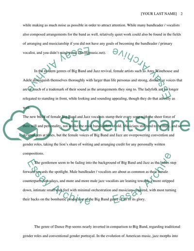 Gender and Success: Big band and Dance Pop, Inception to Present Day