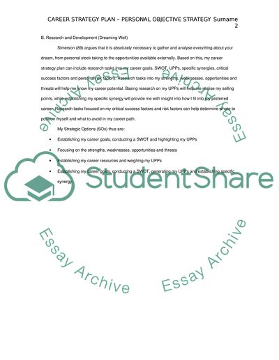 Project Study 01 - Personal Objective Strategy Cont