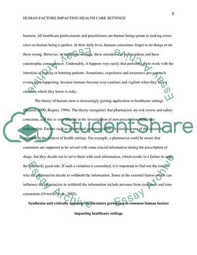 Human Factors Impacting Health Care Settings