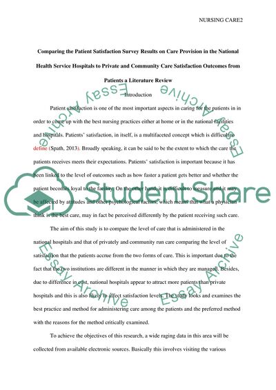 Comparing the Patient Satisfaction Survey Results on Care Provision in the NHS Hospitals