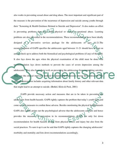 Guidelines of Adolescent Preventative Services (GAPS) Analysis