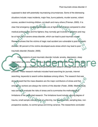 Posttraumatic Stress Disorders in Ambulance Paramedics