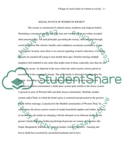 Change of Social Status of women in society