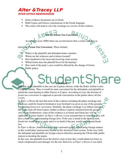 Dismissal on Grounds of Forum Non Conveniens