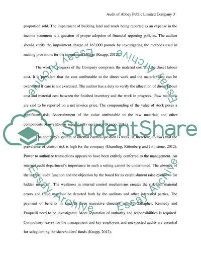 Audit of Abbey Public Limited Company