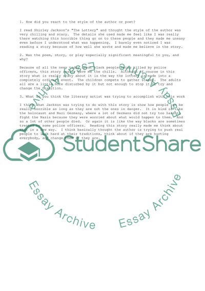 The Lottery (Shirley Jackson)