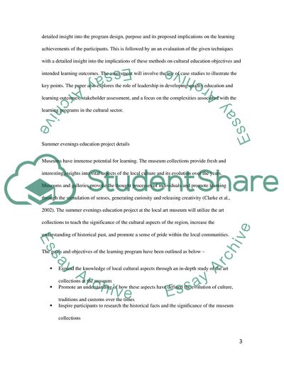 Education and Learning in the Cultural Sector