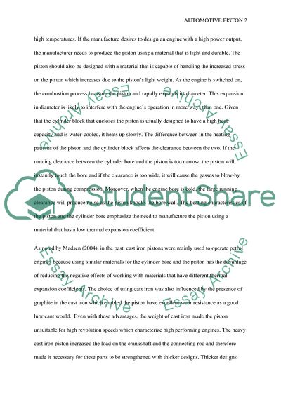 Manufacturing of Automotive Piston