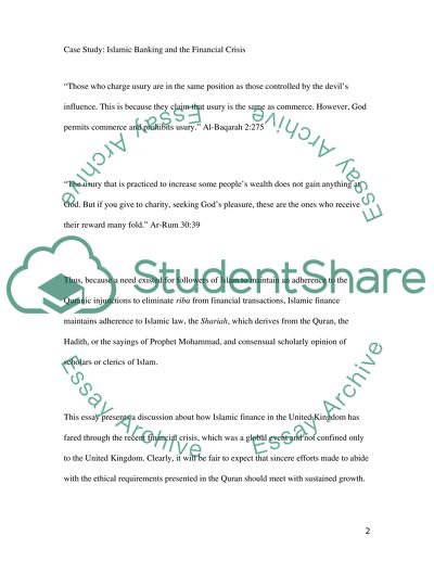 Islamic Banking and the Financial Crisis