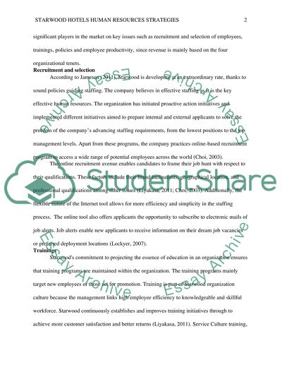 Starwood Hotels Human Resources Strategies