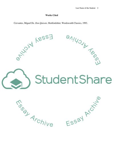 Miguel De Cervantes/ Don Quixote Chapter Two