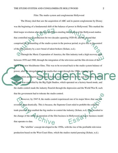 The Studio System and Conglomerate Hollywood Analysis