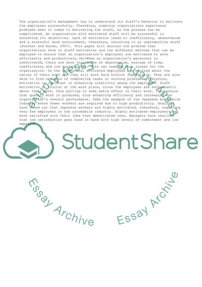 Keeping Staff Motivated